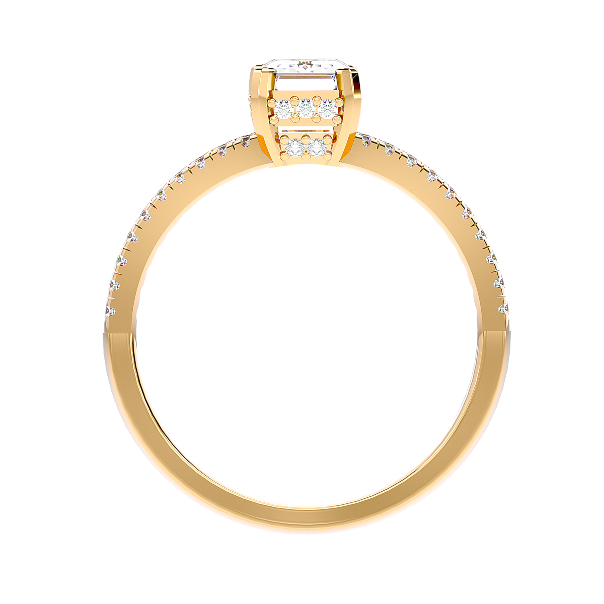 Pavé Band Solitaire Diamond Ring