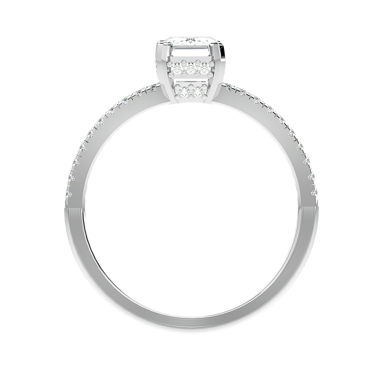 Pavé Band Solitaire Diamond Ring