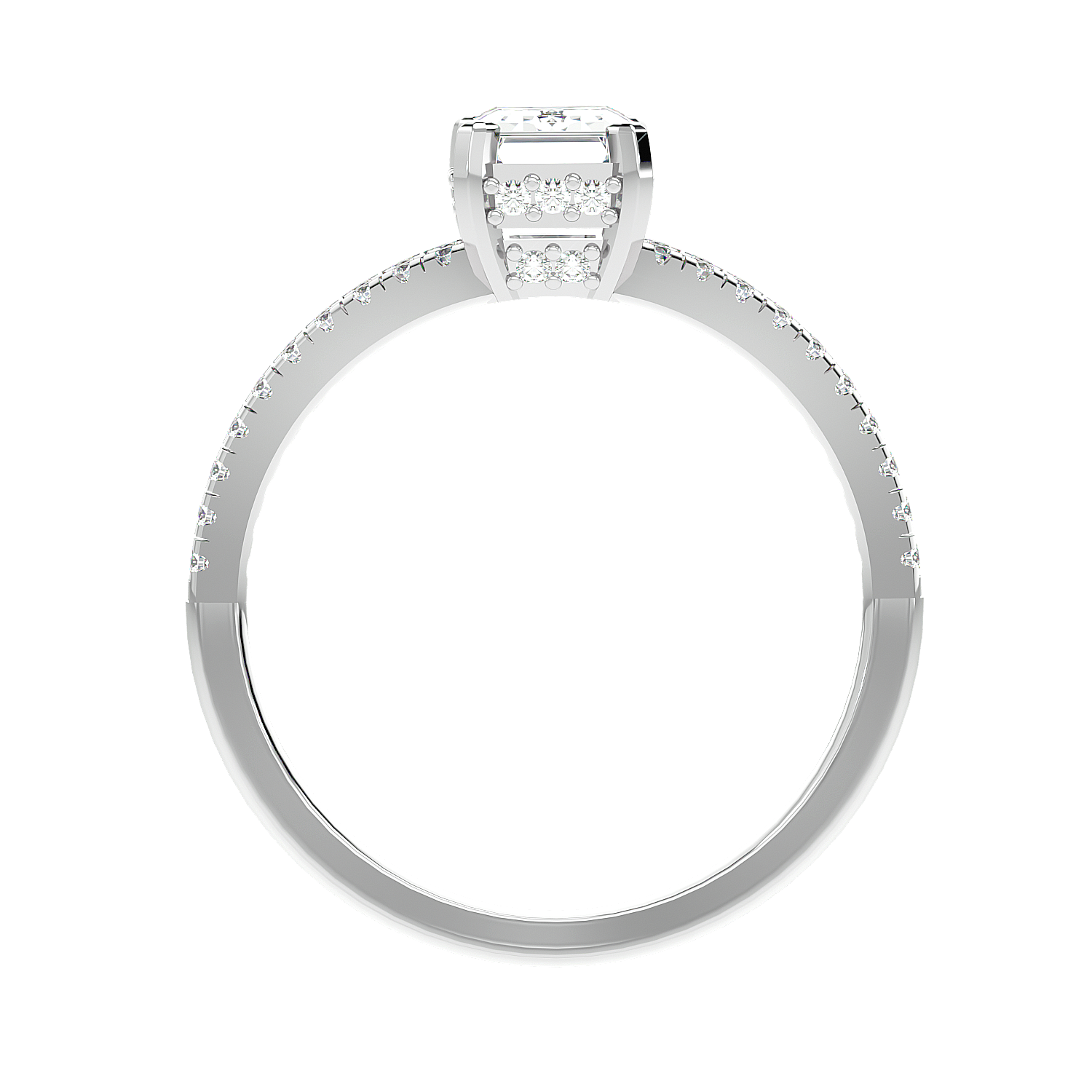 Pavé Band Solitaire Diamond Ring