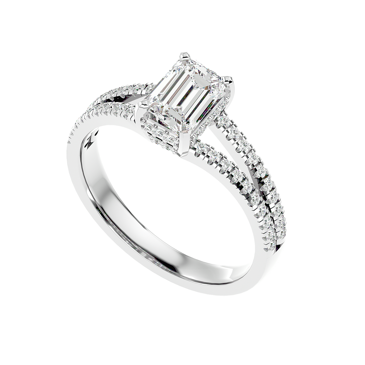 Pavé Band Solitaire Diamond Ring