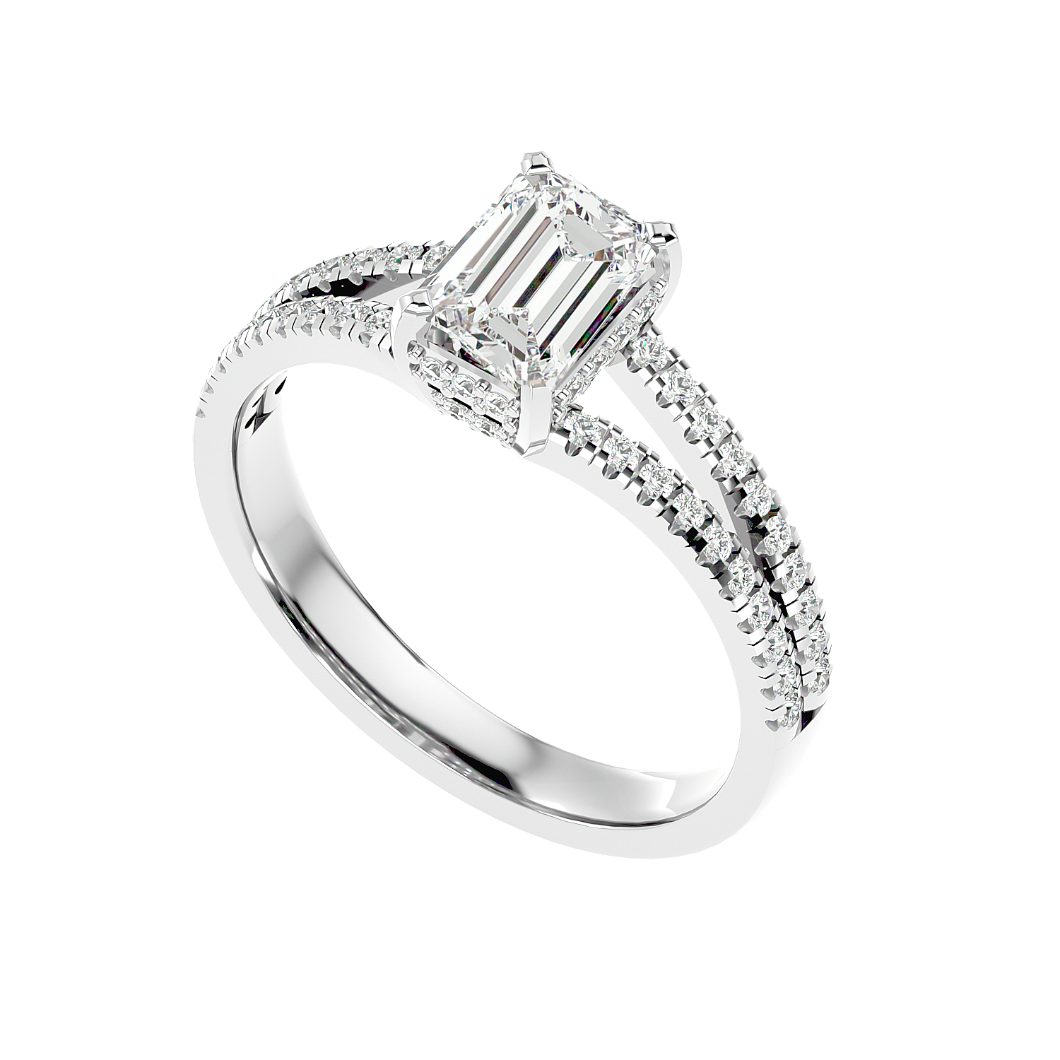 Pavé Band Solitaire Diamond Ring