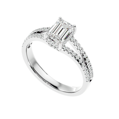 Pavé Band Solitaire Diamond Ring