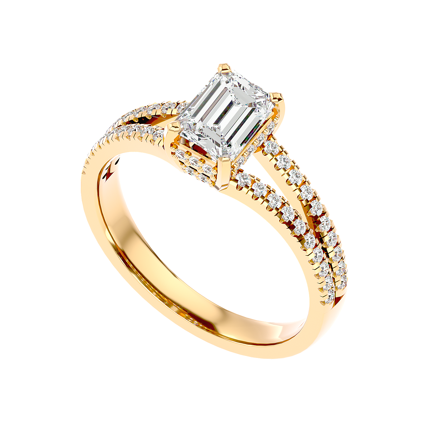 Pavé Band Solitaire Diamond Ring