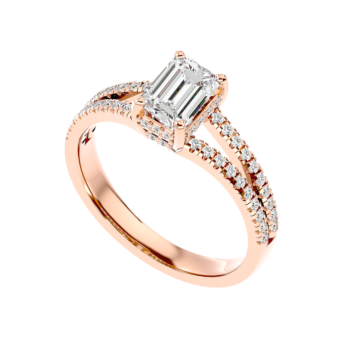 Pavé Band Solitaire Diamond Ring