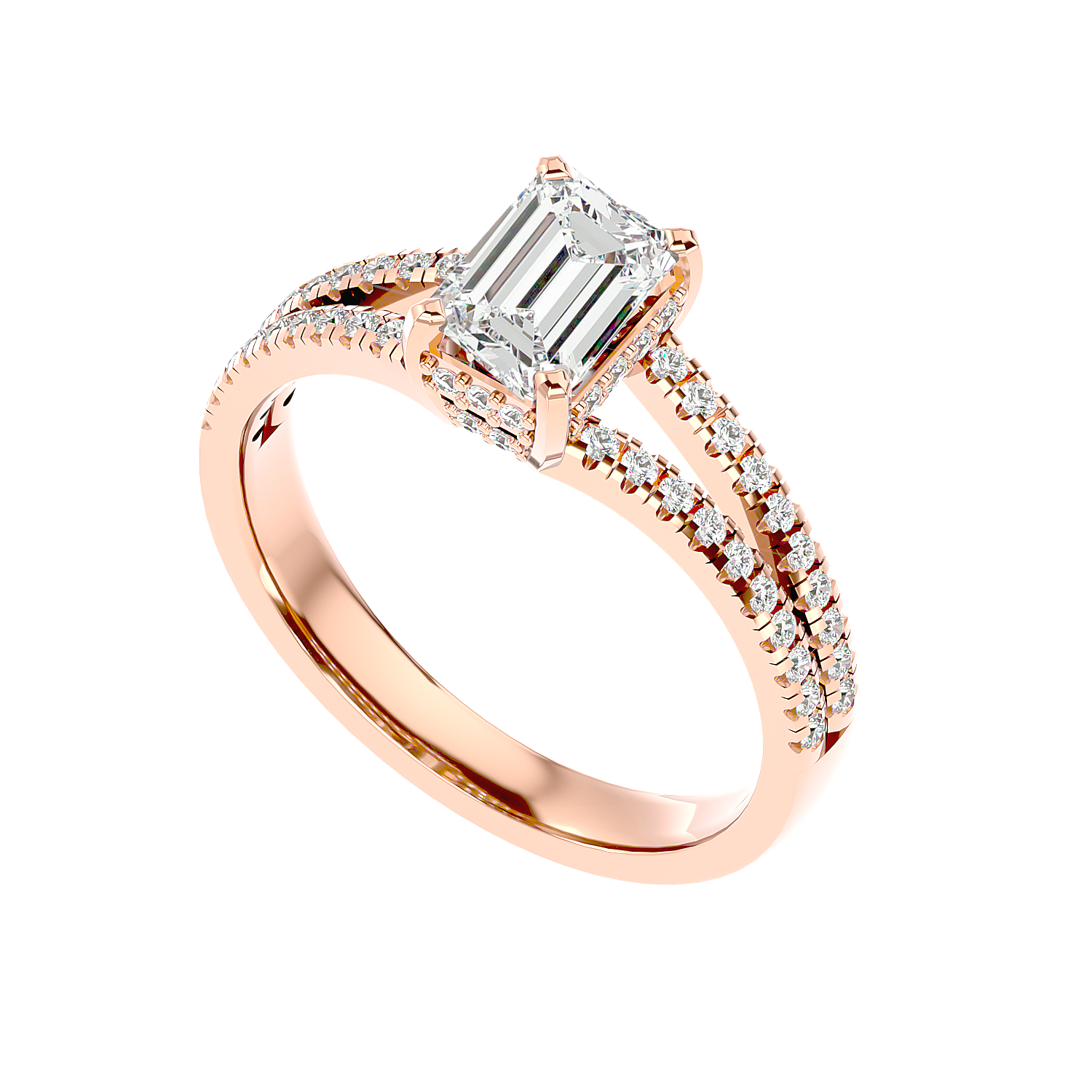 Pavé Band Solitaire Diamond Ring