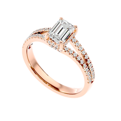 Pavé Band Solitaire Diamond Ring