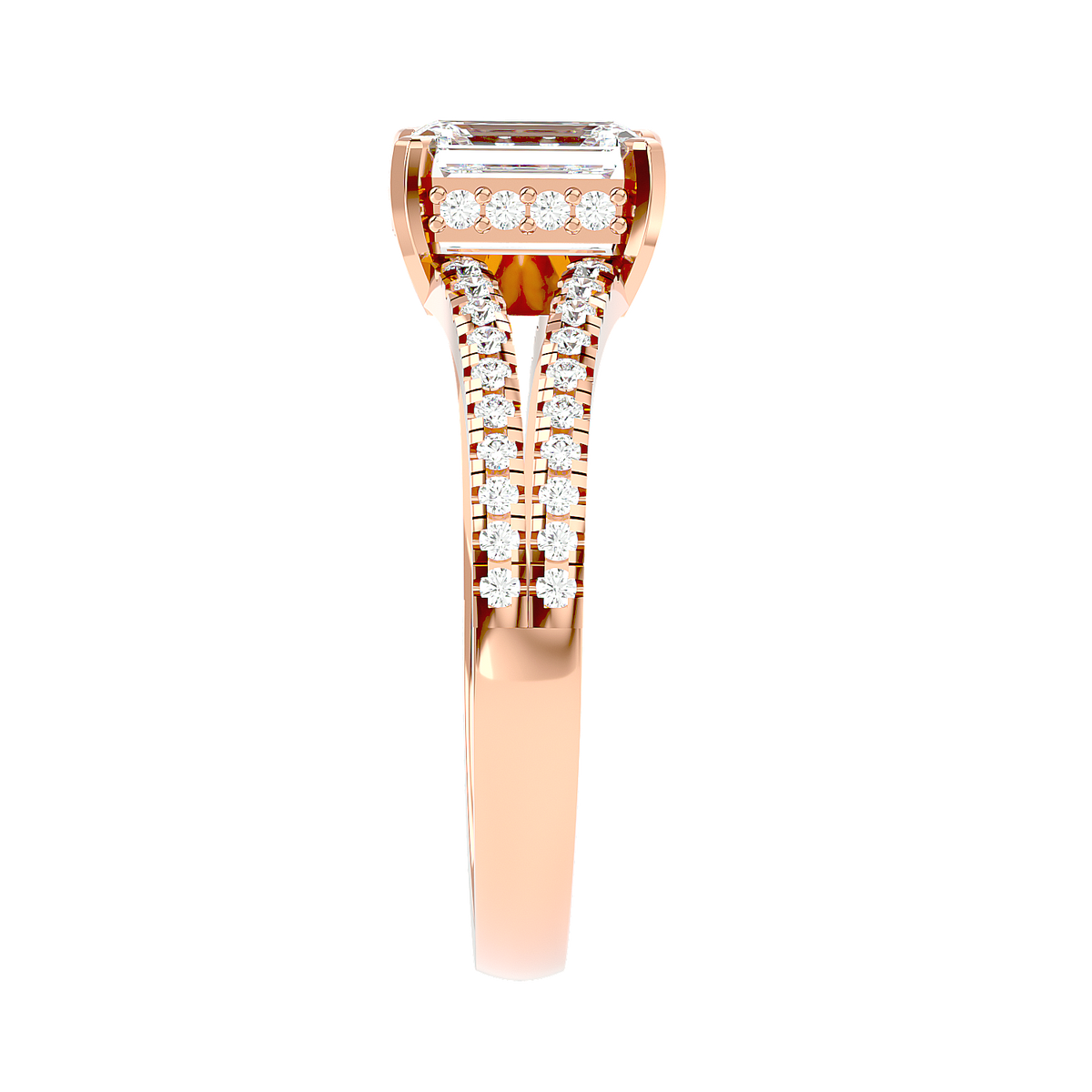 Pavé Band Solitaire Diamond Ring
