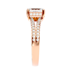 Pavé Band Solitaire Diamond Ring