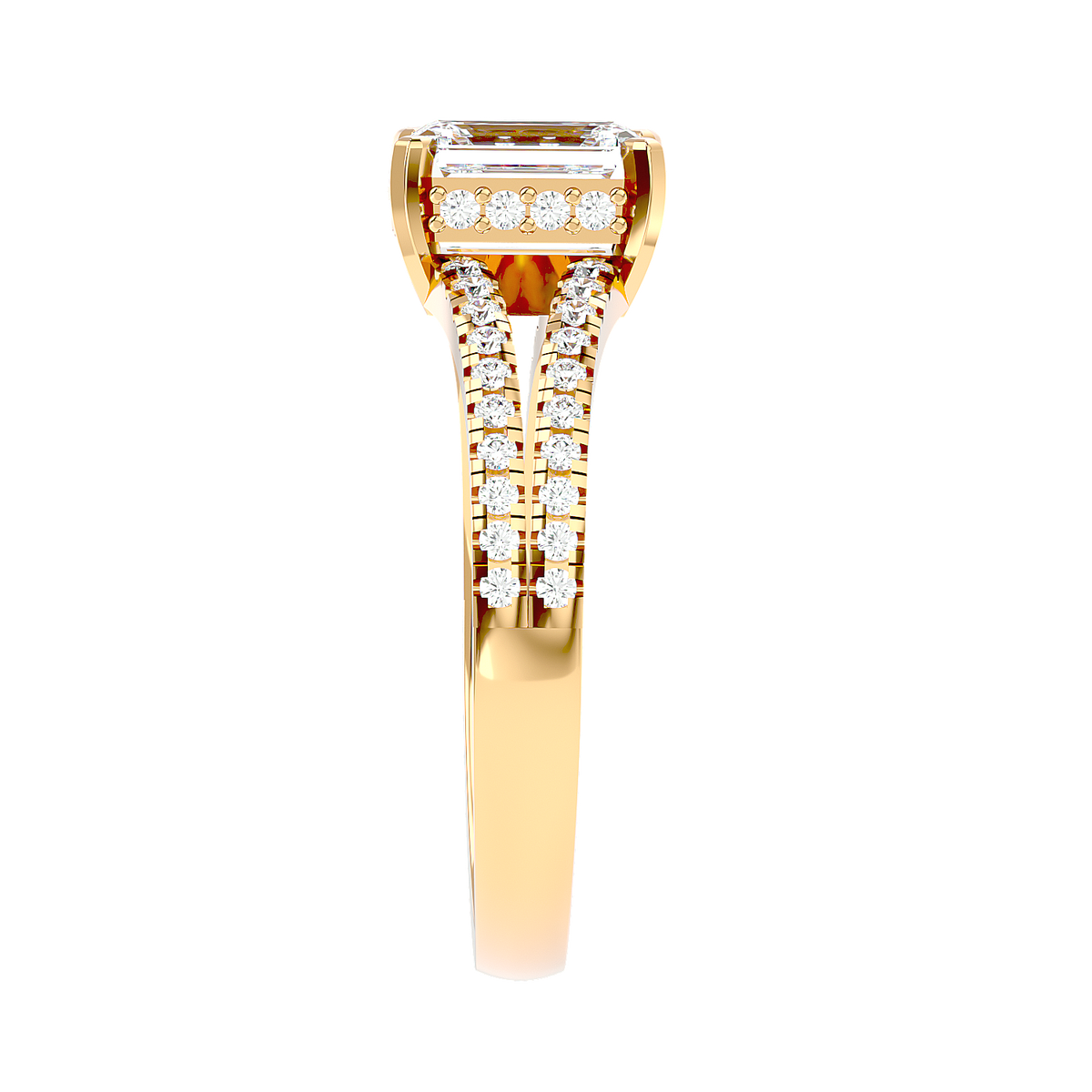Pavé Band Solitaire Diamond Ring