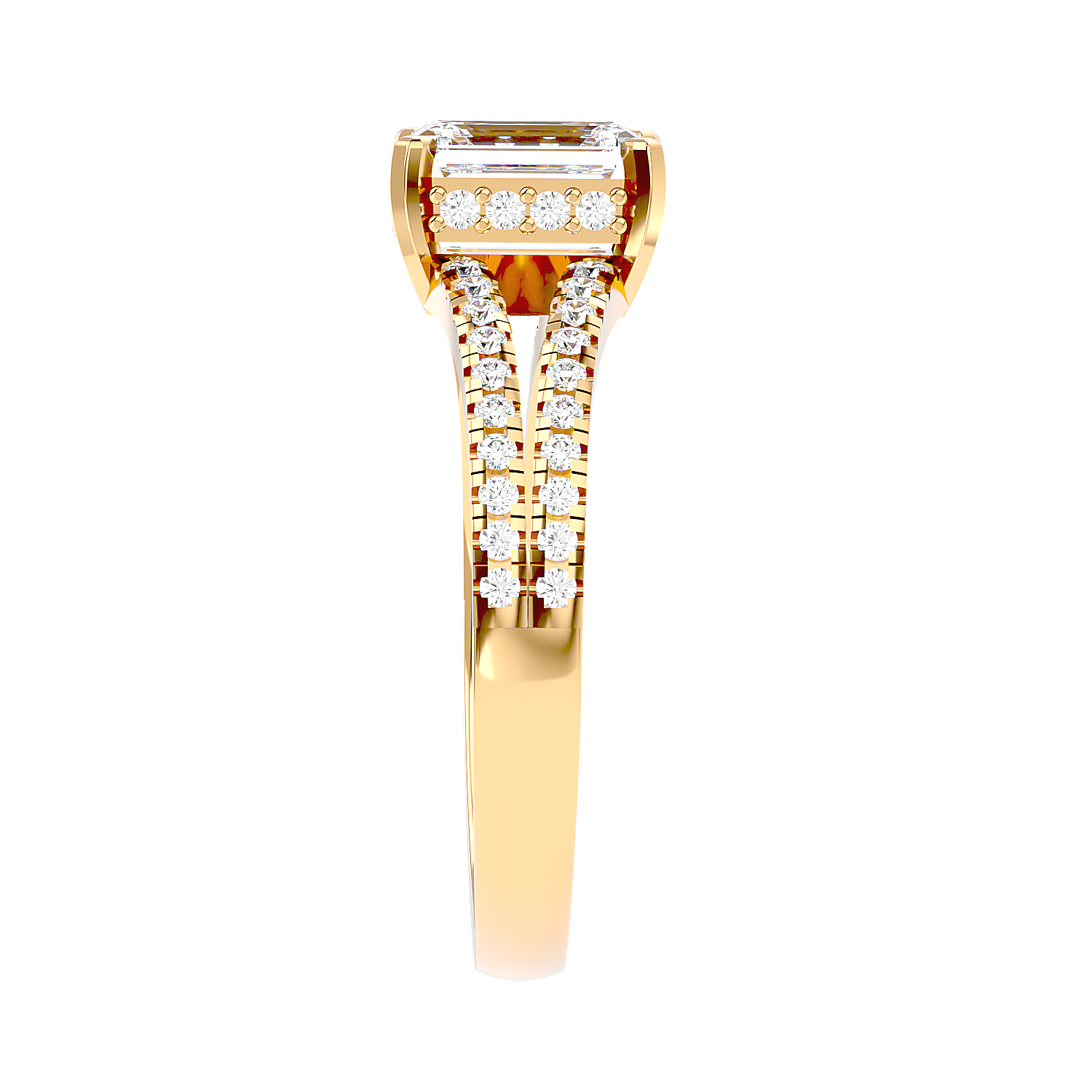 Pavé Band Solitaire Diamond Ring