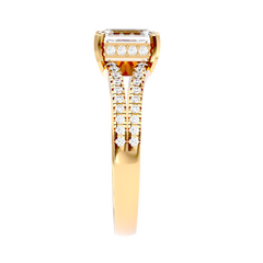 Pavé Band Solitaire Diamond Ring