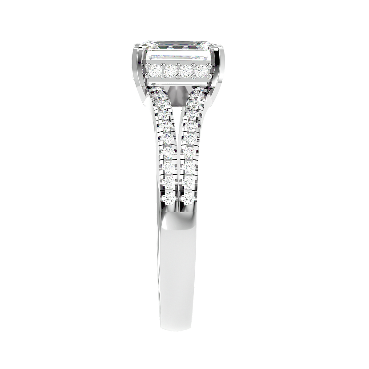 Pavé Band Solitaire Diamond Ring