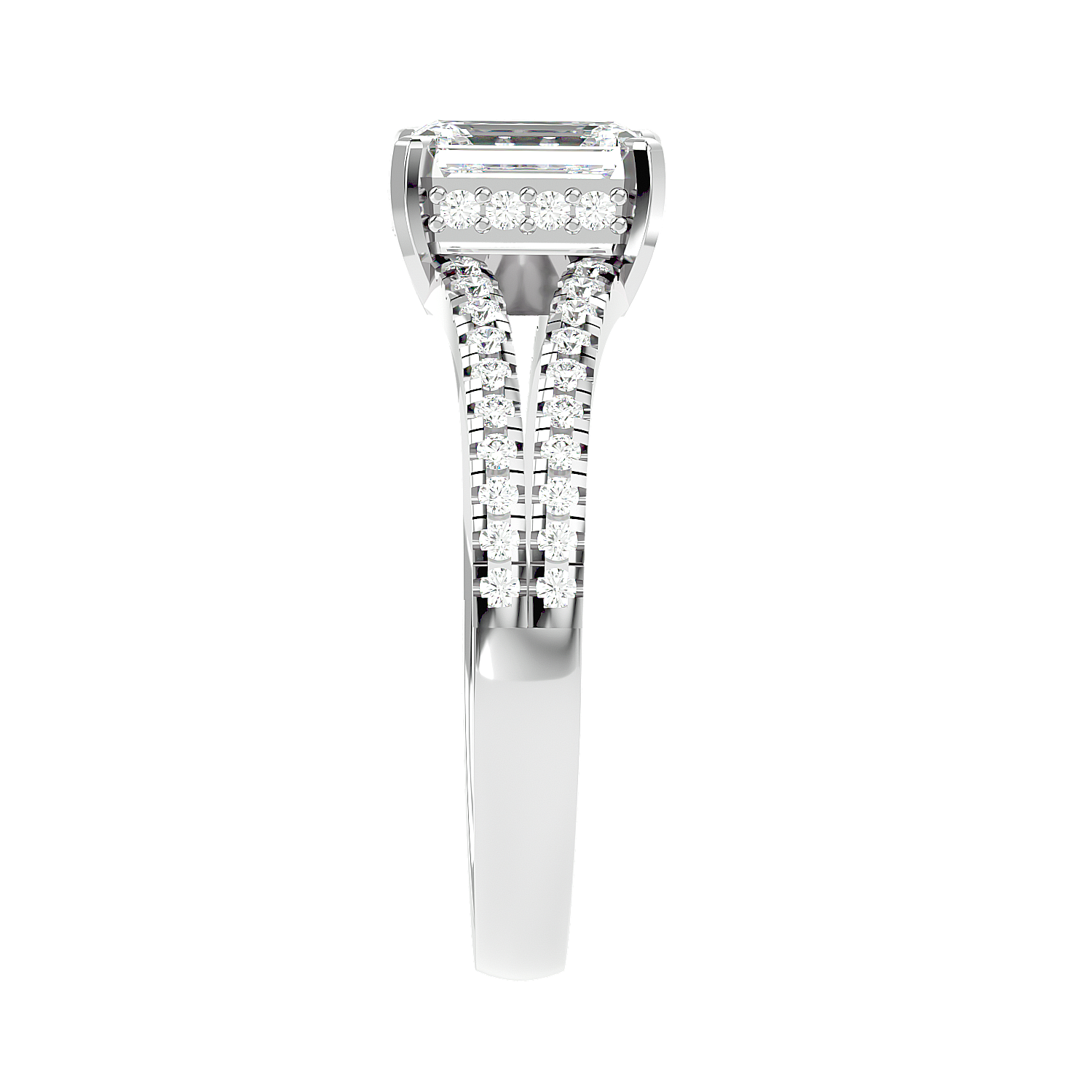 Pavé Band Solitaire Diamond Ring
