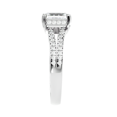 Pavé Band Solitaire Diamond Ring