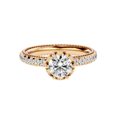Milgrain Pavé Solitaire Diamond Ring