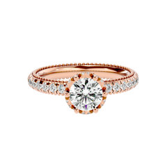 Milgrain Pavé Solitaire Diamond Ring