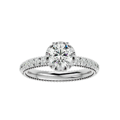 Milgrain Pavé Solitaire Diamond Ring