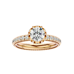 Milgrain Pavé Solitaire Diamond Ring