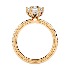 Milgrain Pavé Solitaire Diamond Ring