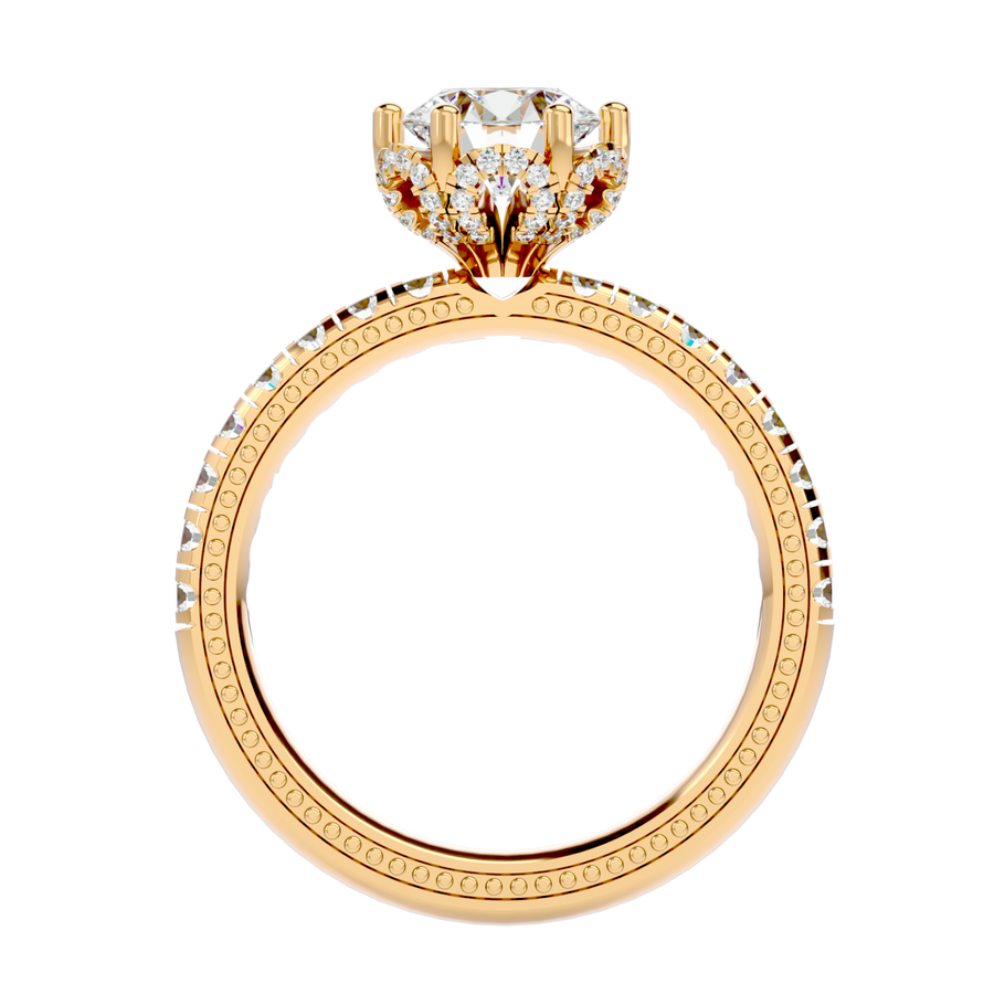 Milgrain Pavé Solitaire Diamond Ring