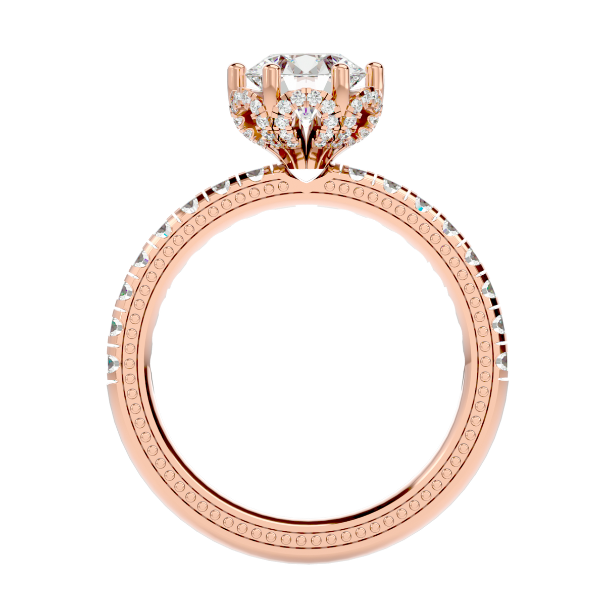 Milgrain Pavé Solitaire Diamond Ring