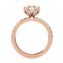 Milgrain Pavé Solitaire Diamond Ring