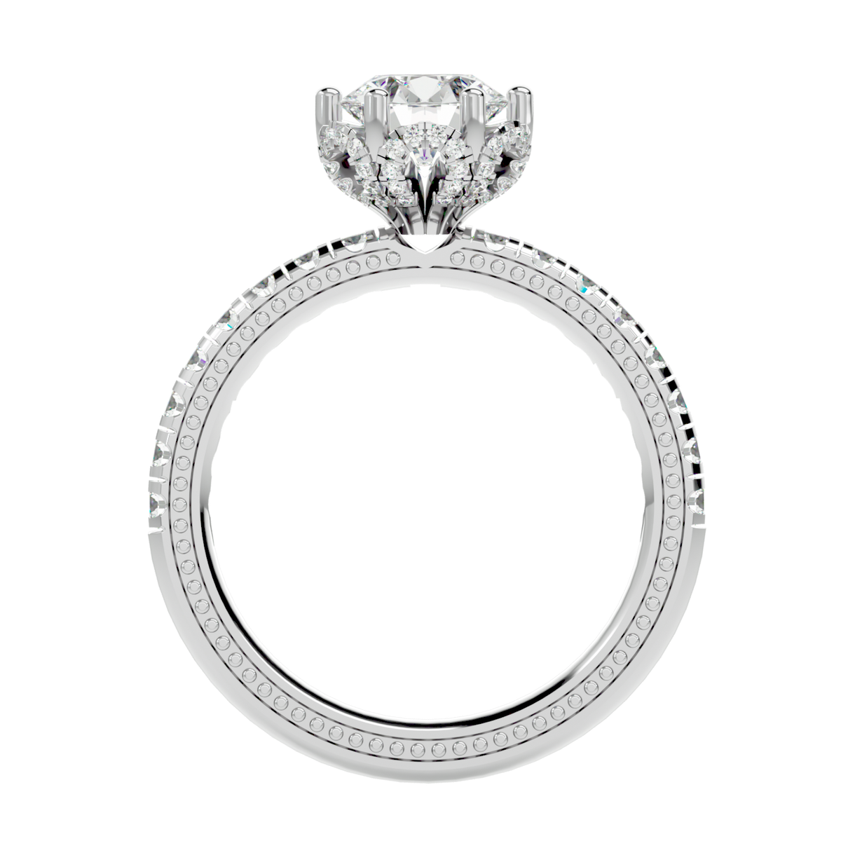 Milgrain Pavé Solitaire Diamond Ring