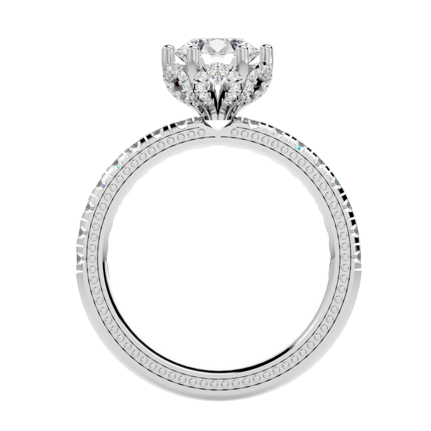 Milgrain Pavé Solitaire Diamond Ring