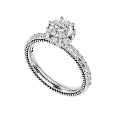 Milgrain Pavé Solitaire Diamond Ring