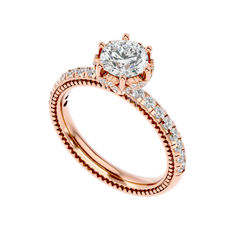 Milgrain Pavé Solitaire Diamond Ring