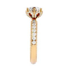 Milgrain Pavé Solitaire Diamond Ring