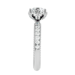 Milgrain Pavé Solitaire Diamond Ring