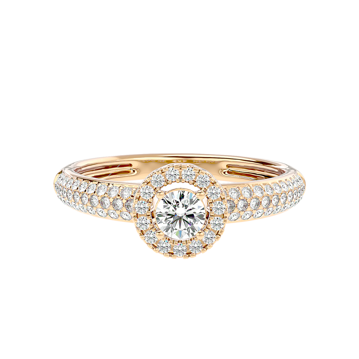 Triple Row Halo Diamond Ring