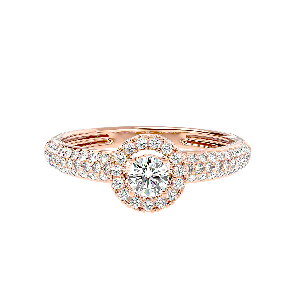 Triple Row Halo Diamond Ring