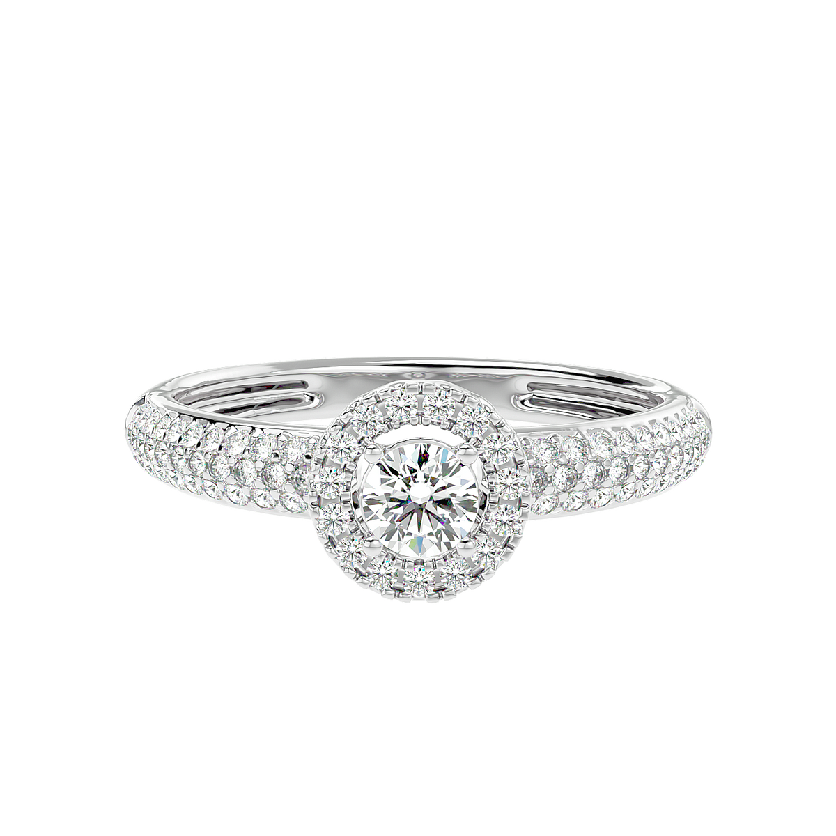 Triple Row Halo Diamond Ring