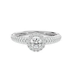 Triple Row Halo Diamond Ring