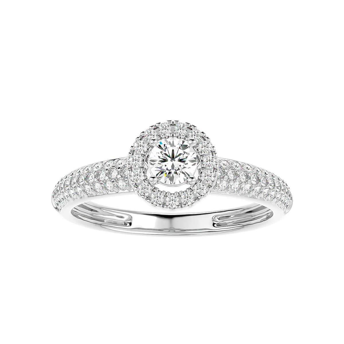 Triple Row Halo Diamond Ring