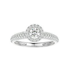 Triple Row Halo Diamond Ring