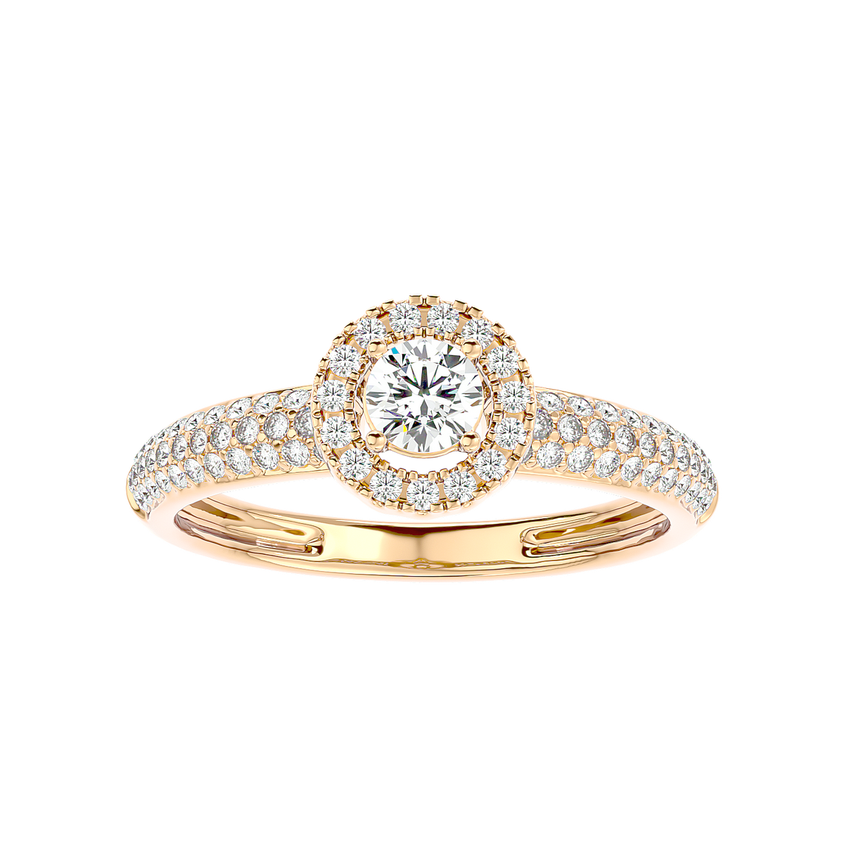 Triple Row Halo Diamond Ring