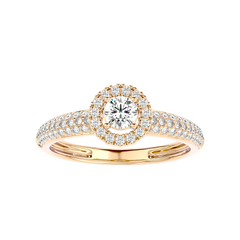 Triple Row Halo Diamond Ring