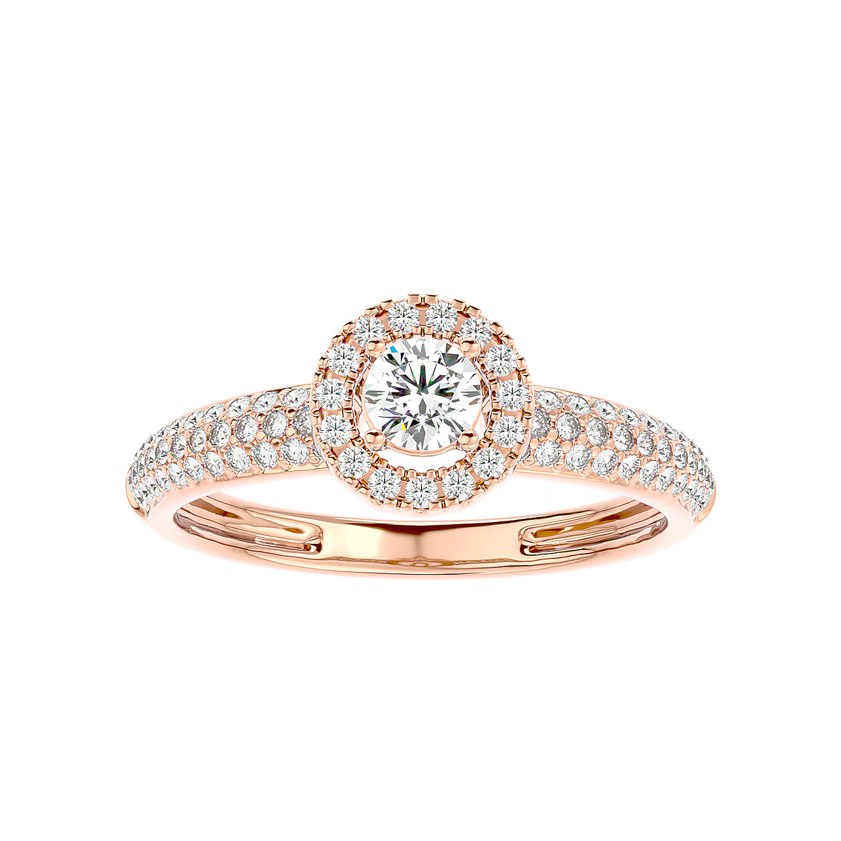 Triple Row Halo Diamond Ring
