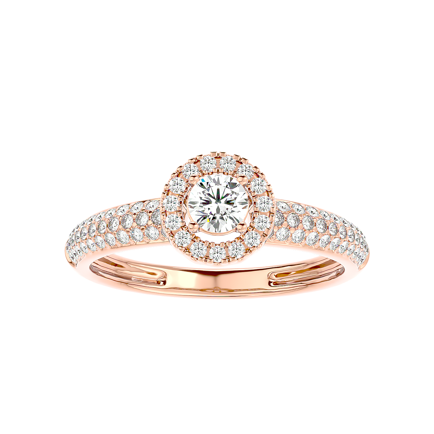 Triple Row Halo Diamond Ring