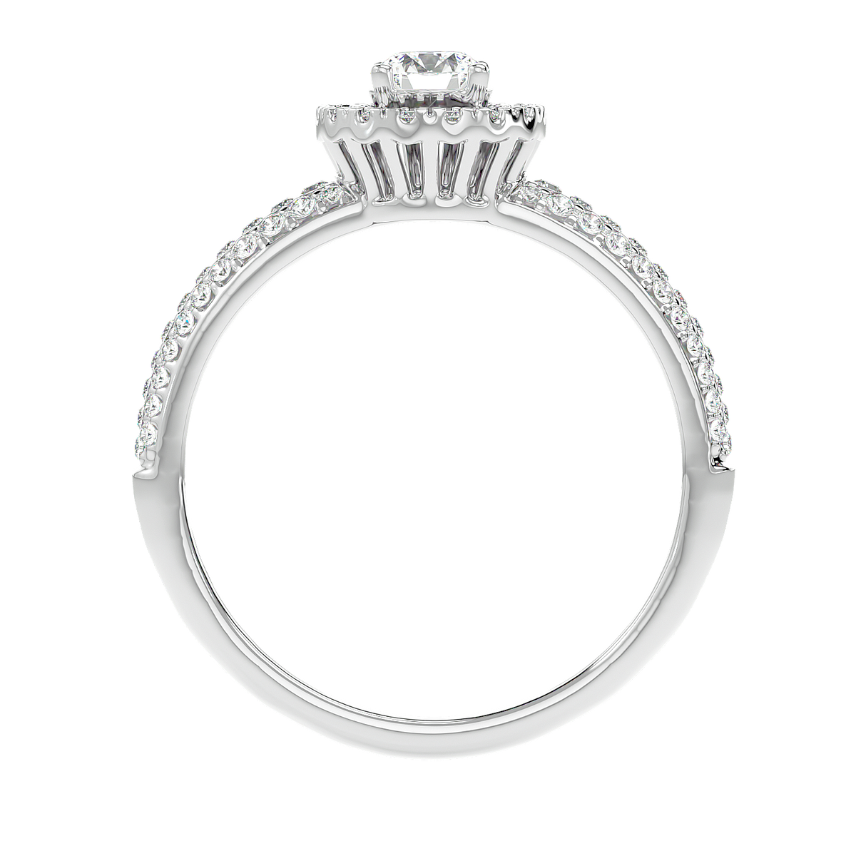 Triple Row Halo Diamond Ring