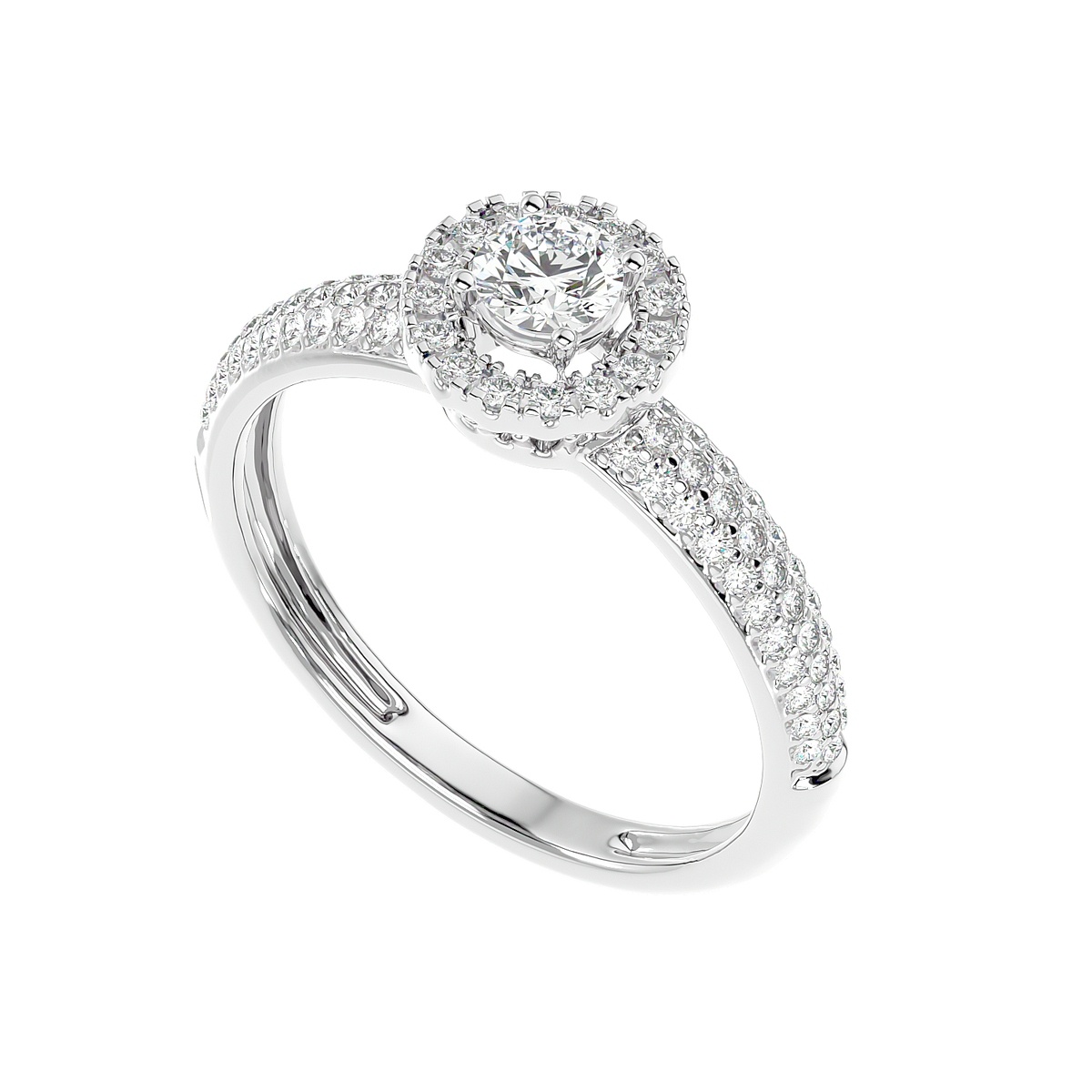 Triple Row Halo Diamond Ring