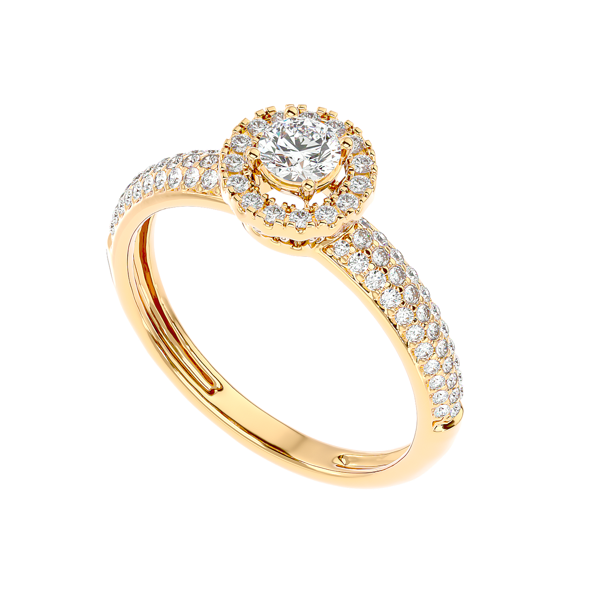 Triple Row Halo Diamond Ring