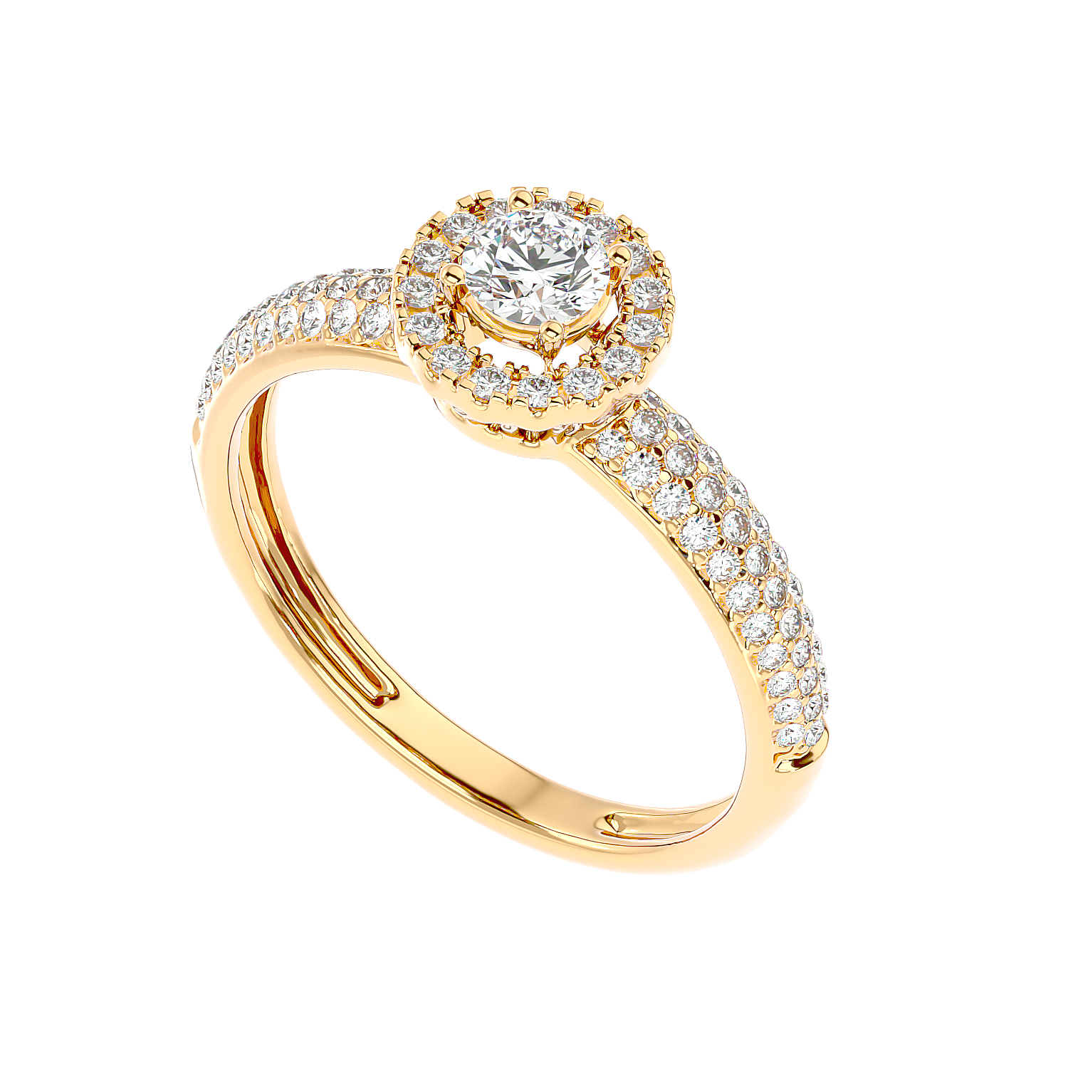 Triple Row Halo Diamond Ring
