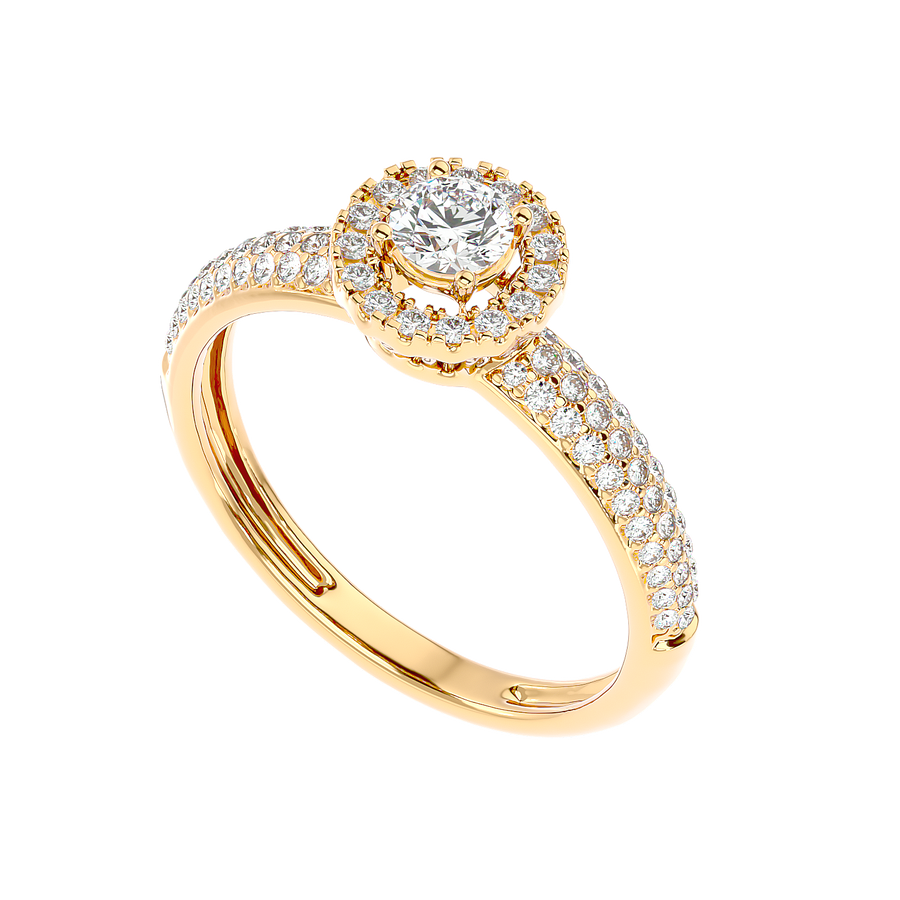 Triple Row Halo Diamond Ring