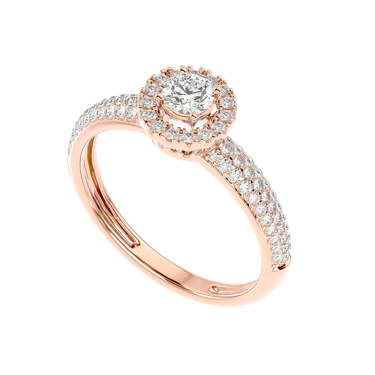 Triple Row Halo Diamond Ring