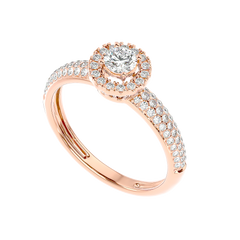 Triple Row Halo Diamond Ring