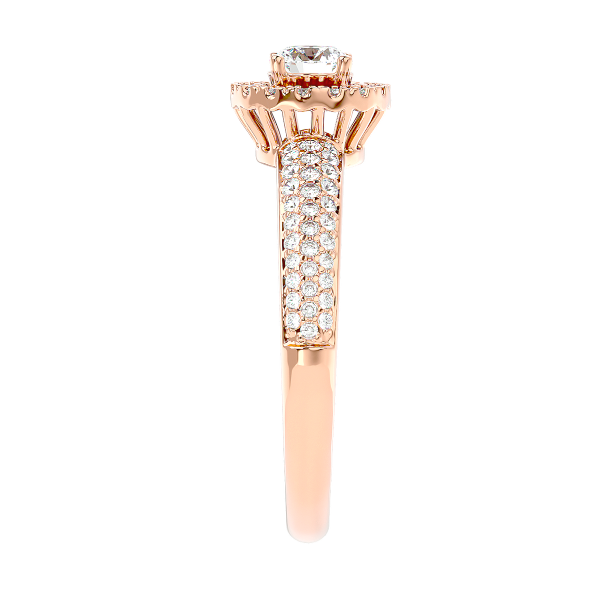 Triple Row Halo Diamond Ring